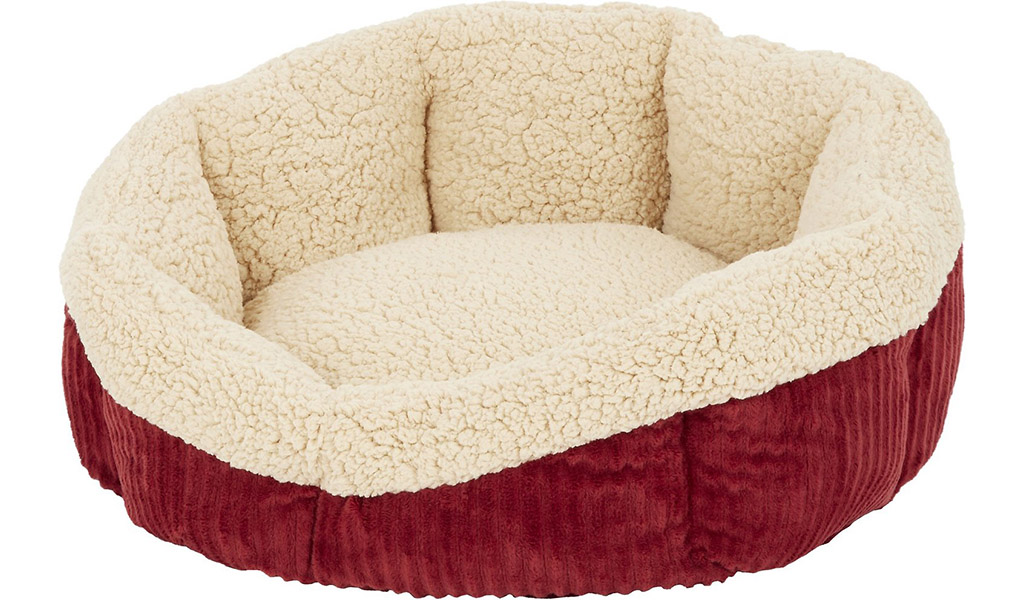 Chewy Aspen Pet Self-Warming Bolster Cat & Dog Bed, Warm Spice/Cream