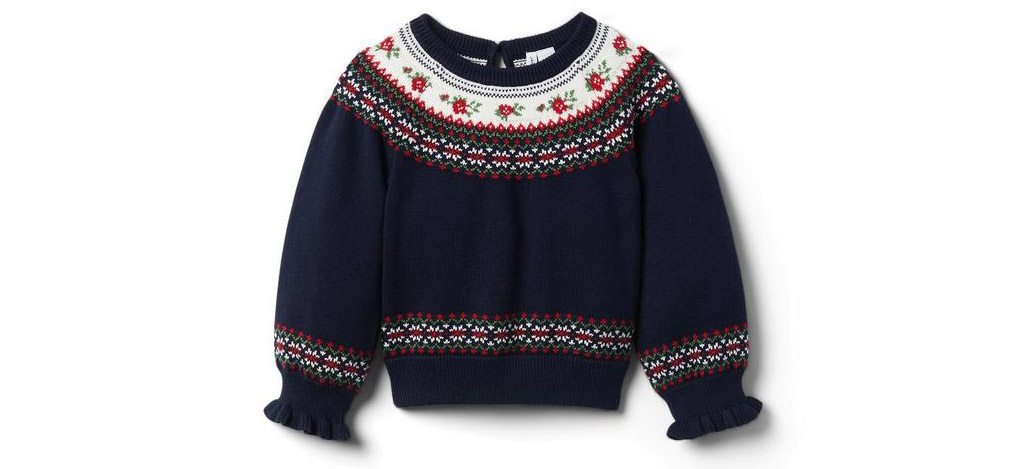 Janie And Jack Rose Fair Isle Sweater