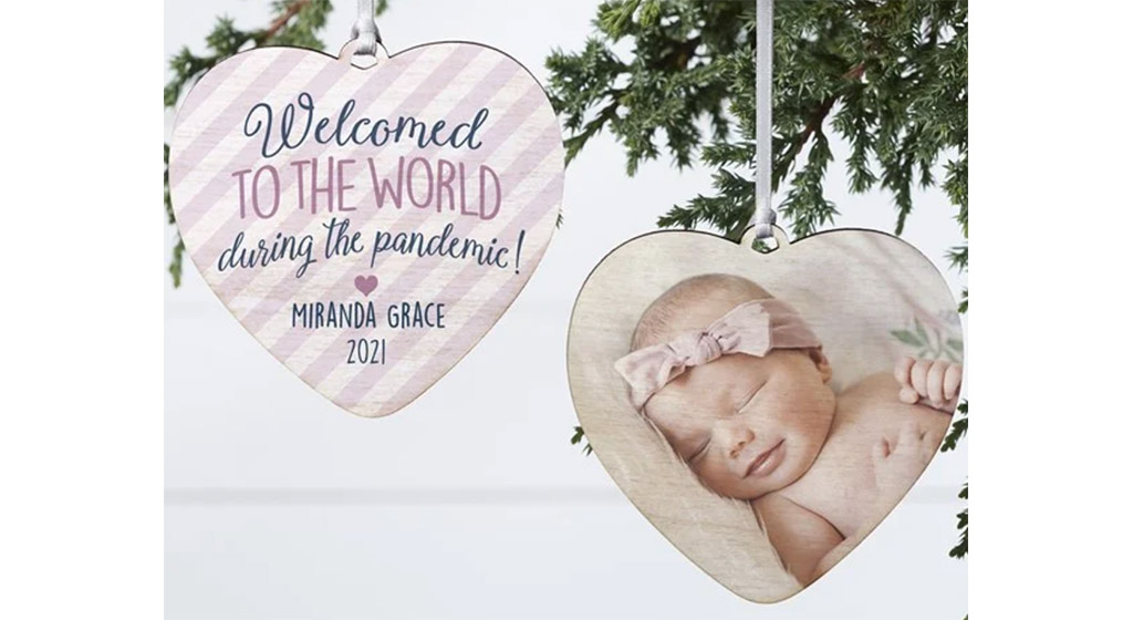 Personalization Mall Born During A Pandemic Personalized Heart Baby Ornament - 3.25 Inch Glossy