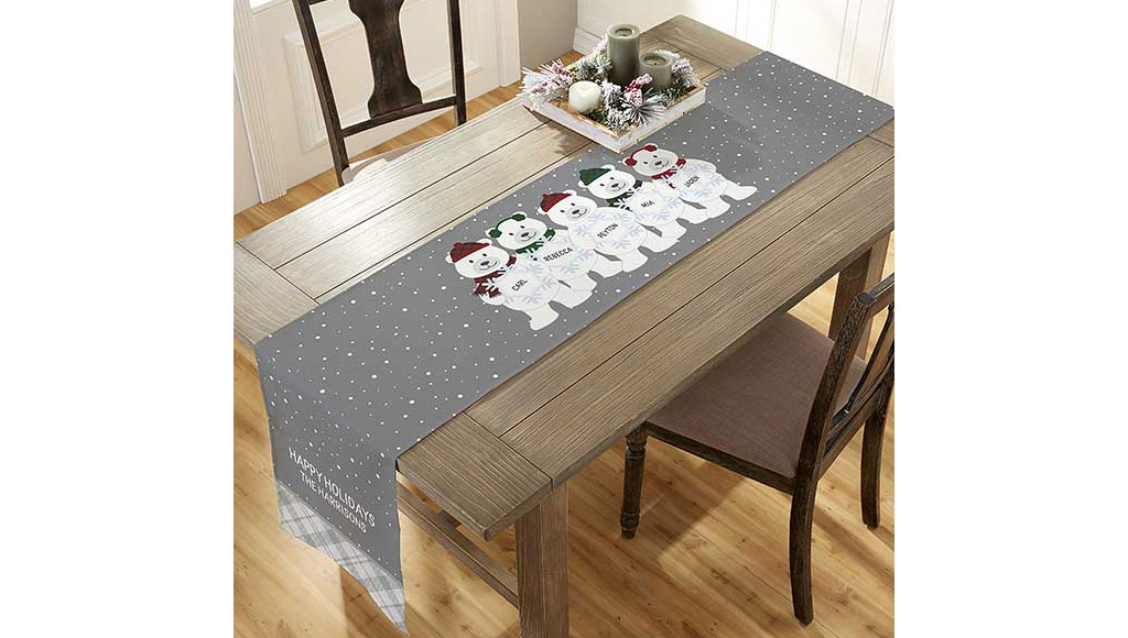 Personalization Mall Polar Bear Family Personalized Christmas Table Runner