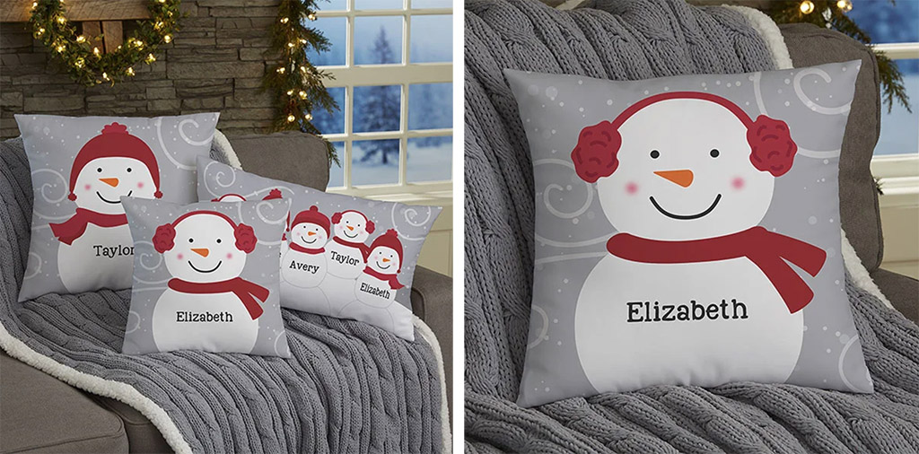 Personalization Mall Snowman Family Personalized Throw Pillow